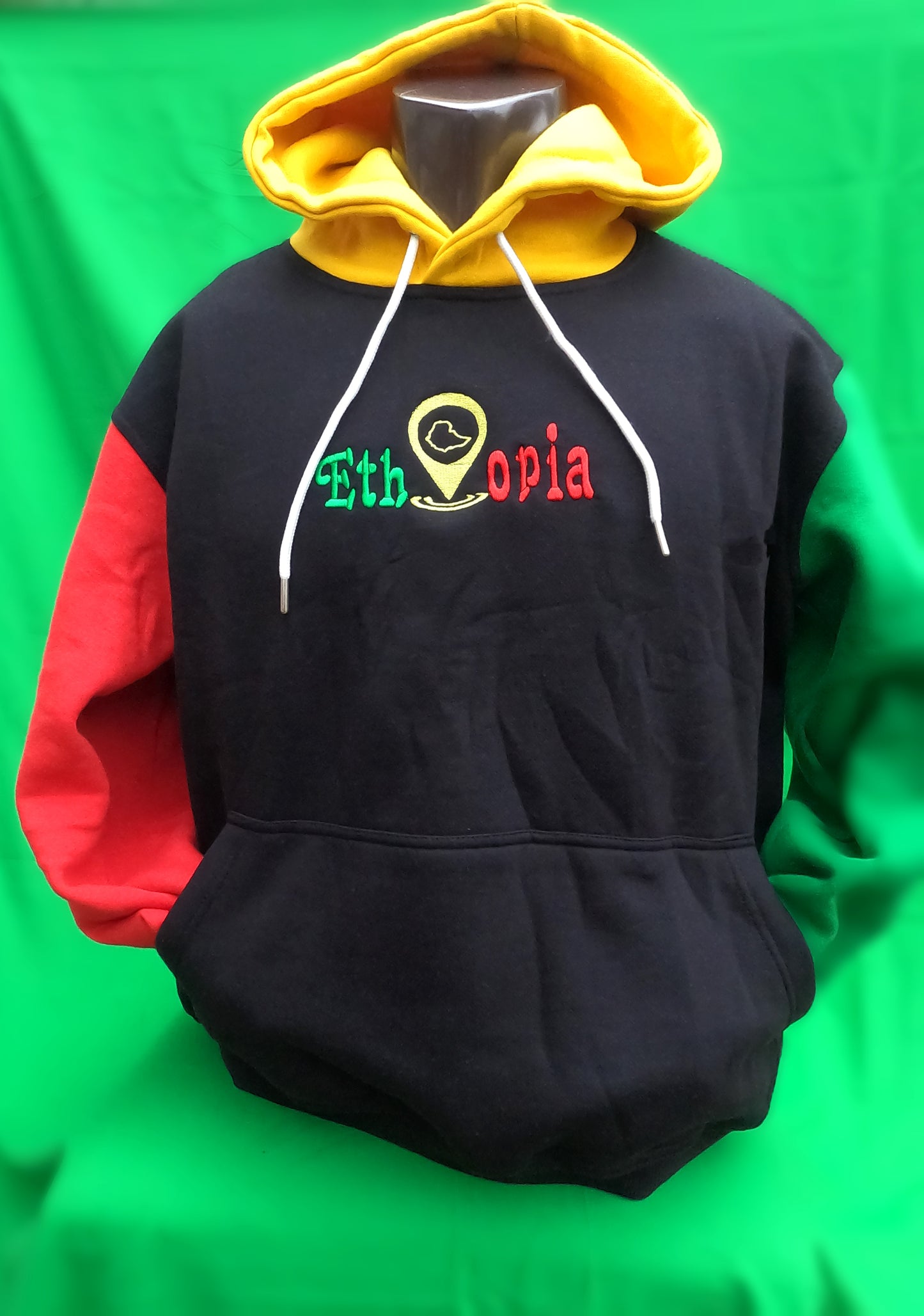 Black Hat Hoodie with color sleeves- Ethio Edition