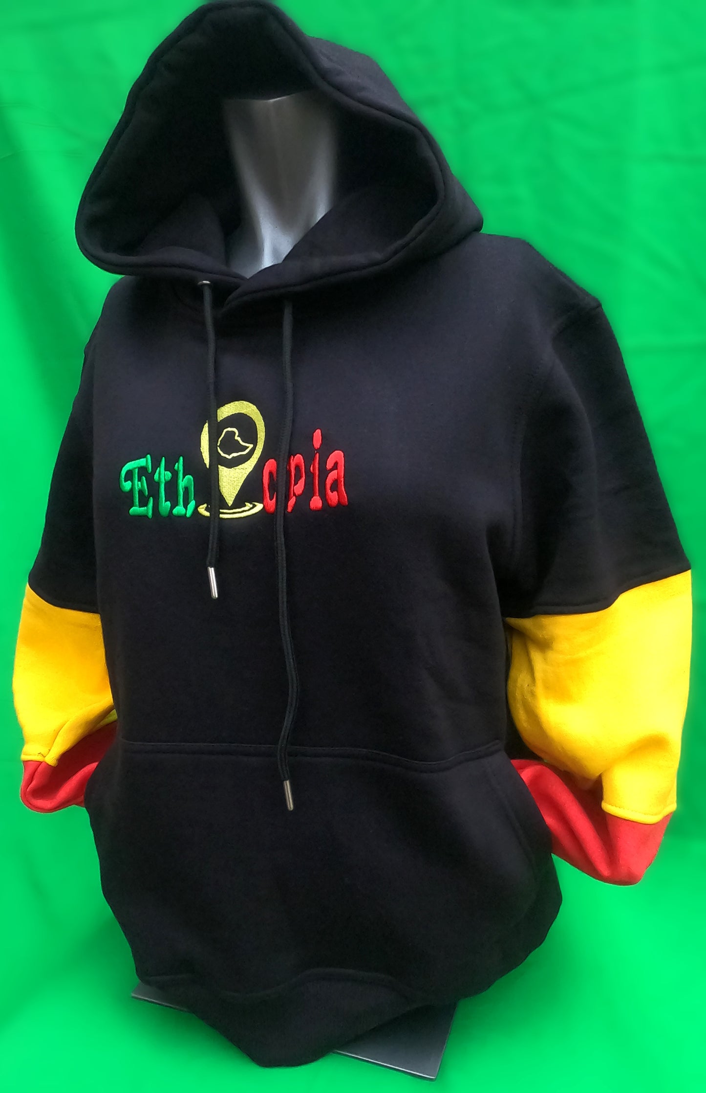Black Hat Hoodie with color sleeves- Ethio Edition