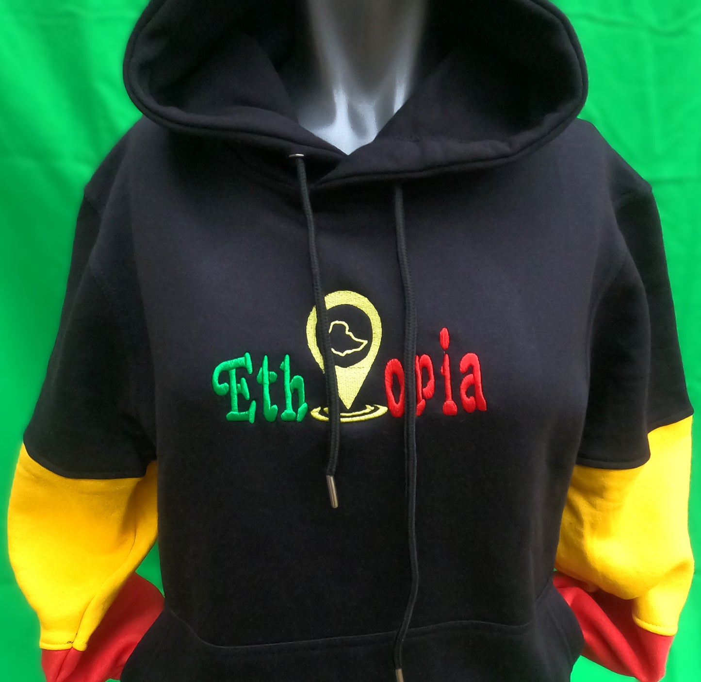 Black Hat Hoodie with color sleeves- Ethio Edition