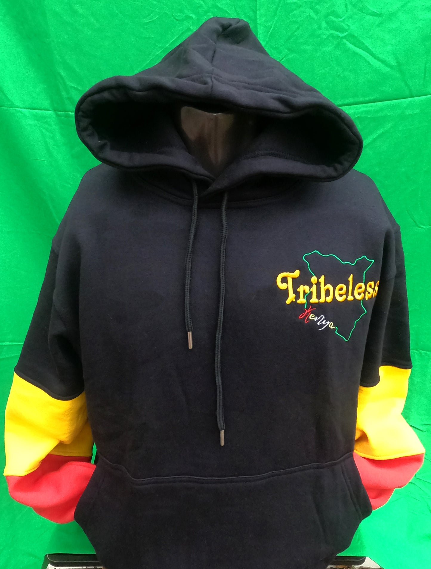 Tribeless Black Hat Hoodie- color sleeves