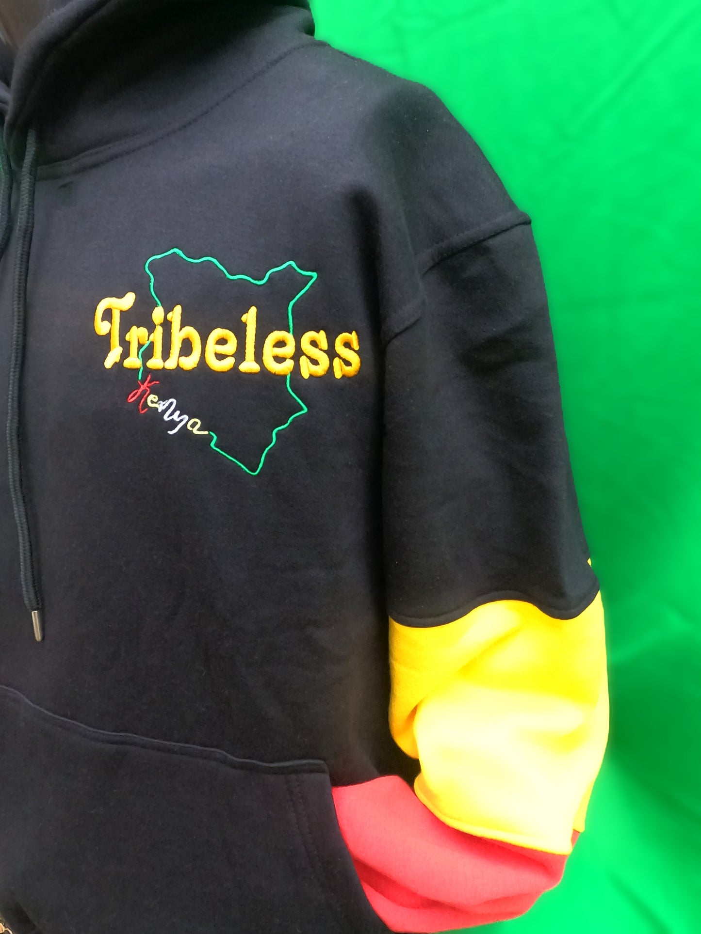 Tribeless Black Hat Hoodie- color sleeves